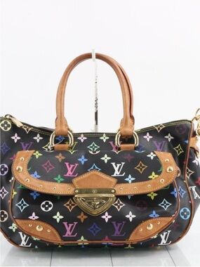 Louis Vuitton Rita Black Multicolor Monogram Canvas Satchel with Vachetta Trim